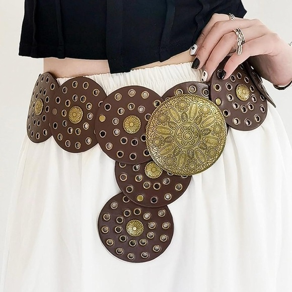 Brown and Gold Western Style Belt main image 5